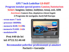 GPS LodeStar 7&amp;quot;HD 512Mb/16Gb/945MHz full Europa setari pentru Camion/TIR/BUS foto