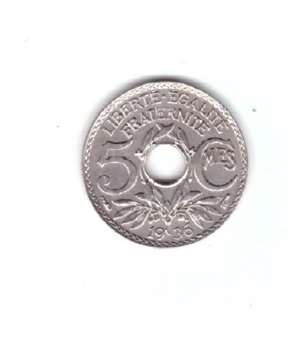 Moneda Franta 5 centimes 1936, stare foarte buna, curata