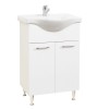 Baza si lavoar ceramic GN1531, mobilier baie stativ 60 cm, front MDF, 2 usi, balamale soft close, picioare cromate reglabile, alb