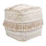 Cumpara ieftin Taburet Puf Boho Scauni, Pako World, Bumbac, Alb-Bej, 50x50x50 cm