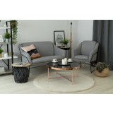 Covor Rotund Premium Belgian Model LOP 050, Marime 80 x 80 cm, Crem, Inaltime Fir 23 mm, Antiderapant, Antialergic, Poliester, Living, Dormitor, Sufra