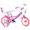 Bicicleta Copii Dino Bikes Fairy 12 inch, Roz/Alb, Roti Ajutatoare, Cosulet Papusi, 2-4 Ani, Fete