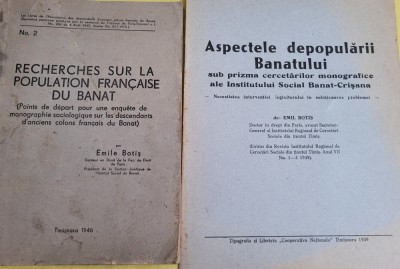 Emil Botis - Aspecte ale depopularii Banatului si Francezii in Banat (2 vol). foto