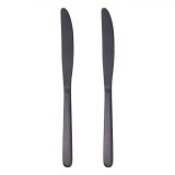 Set 2 Cuțite de Masă, Negru, Oțel Inoxidabil, 23 cm, Oem