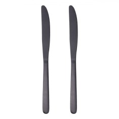 Set 2 Cuțite de Masă, Negru, Oțel Inoxidabil, 23 cm