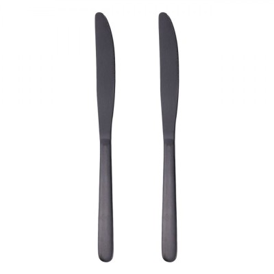 Set 2 Cuțite de Masă, Negru, Oțel Inoxidabil, 23 cm foto