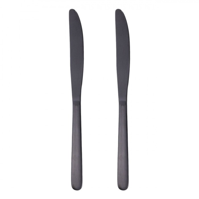 Set 2 Cuțite de Masă, Negru, Oțel Inoxidabil, 23 cm