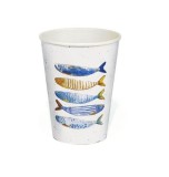 Set 8 pahare din carton natural, 330 ml, model pesti