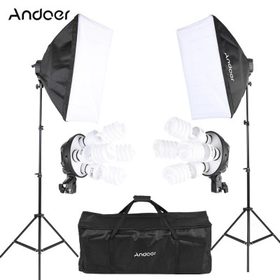 Kit de iluminare foto Studio cu 2 softbox + accesorii Andoer foto