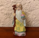 STATUETA SHOU XING - PORTELAN CHINEZESC, PICTAT MANUAL H24,5CM