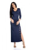 F651-44 Rochie maxi cu crapatura pe picior si decolteu in V, M, S/M