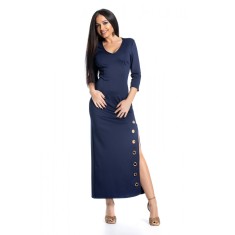 F651-44 Rochie maxi cu crapatura pe picior si decolteu in V