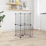 vidaXL Cușcă animale de companie cu ușă, 8 panouri, negru 35x35cm oțel