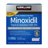 Soluție topică Kirkland Signature Minoxidil 5% pentru bărbați, tratament &icirc;mpotriva căderii părului, 6 x 60 ml