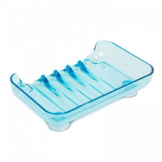 Săpunieră albastră cu ventuze - plastic - 13 x 10 x 3 cm - Family