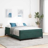 VidaXL Cadru de pat Verde &icirc;nchis, verde și alb 160 x 200 cm Catifea