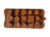 Forma silicon pentru bomboane, 15 cavitati, Diverse forme, Maro, 21 cm, 259COF
