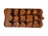 Forma silicon pentru bomboane, 15 cavitati, Diverse forme, Maro, 21 cm, 259COF