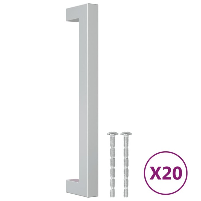 Manere de dulap, 20 buc., argintiu, 160 mm, otel inoxidabil
