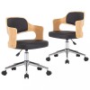 Scaune pivotante, 2 buc. negru, lemn curbat &amp; piele ecologica