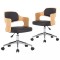 Scaune pivotante, 2 buc. negru, lemn curbat &amp; piele ecologica