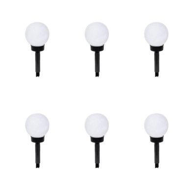Set 6 lampi solare cu led, pentru gradina, alb/negru, 27 cm foto
