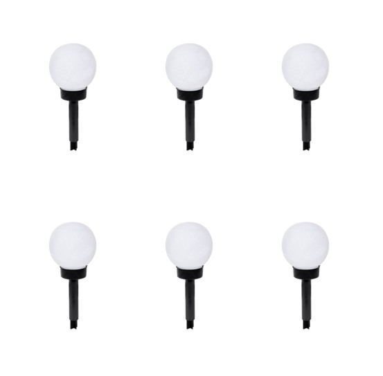 Set 6 lampi solare cu led, pentru gradina, alb/negru, 27 cm