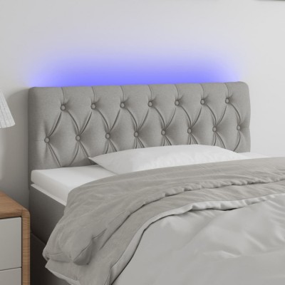 Gossi tablie de pat cu led, gri deschis, 90x7x78/88 cm, textil foto