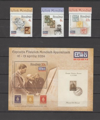 ROMANIA 2024 EXPOZITIA FILATELICA EFIRO - Serie +Colita - LP.2462 +LP.2462a MNH foto