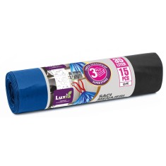 Saci menajeri cu snur Luxia 35 litri 15 buc/rola LDPE albastri