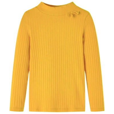 Tricou de copii cu m&amp;acirc;neci lungi, tricot cu nervuri, ocru &amp;icirc;nchis, 128 foto