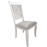 Scaun tapitat de living si bucatarie, AB Albert din lemn masiv, stofa,120 kg, 96x42x40 cm, alb gri