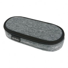 Necessaire oval, din tricot, culoare gri