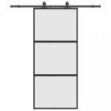 Cumpara ieftin Usa glisanta cu set feronerie neagra 90x205cm sticla securizata