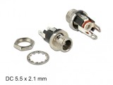 Conector mama DC 5.5 x 2.1 x 9.5 mm bulkhead, Delock 89910