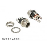 Conector mama DC 5.5 x 2.1 x 9.5 mm bulkhead, Delock 89910