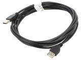 Cablu USB 2.0 A-A 3m negru, mufă aurită