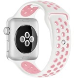 Cumpara ieftin Curea iUni compatibila cu Apple Watch Ultra/SE/8/7/6/5/4/3/2/1, 40mm, Silicon Sport, Alb/Roz Pal