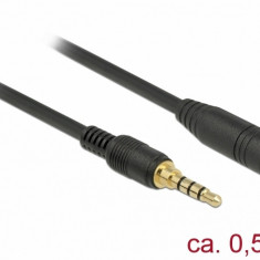 Cablu prelungitor audio jack 3.5mm 4 pini (pentru smartphone cu husa) T-M 0.5m, Delock 85627
