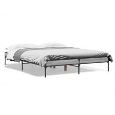 vidaXL Cadru de pat, gri sonoma, 160x200 cm, lemn prelucrat și metal