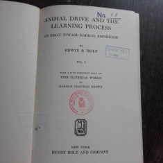 ANIMAL DRIVE AND THE LEARNING PROCESS - EDWIN B. HOLT (CARTE IN LIMBA ENGLEZA)