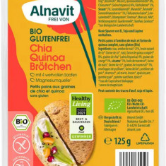 Chifle cu chia si quinoa fara gluten, precoapte, bio, 125g, 2 buc., Alnavit
