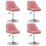 vidaXL Scaune de masă pivotante, 4 buc, roz, catifea