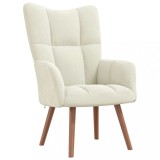 vidaXL Scaun de relaxare, alb crem, catifea