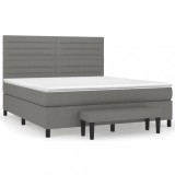Cumpara ieftin Pat box spring cu saltea, gri inchis, 180x200 cm, textil