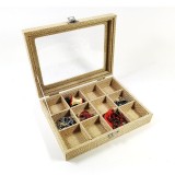Cumpara ieftin Caseta Bijuterii Watchbox Tex Barn WZ4346, 12 compartimente, Bej, 20x15x4.5 cm