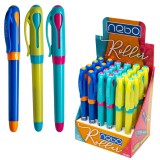 Roller cu cerneala albastra, clips de prindere, corp in diverse culori