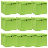 Gossi cutii depozitare cu capace 10 buc. verde, 32x32x32 cm, textil