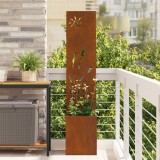 vidaXL Ghiveci de Grădină cu Panou Decorativ Ruginit 32 x 140 cm