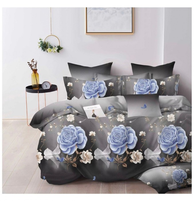 Lenjerie pat dublu,bumbac finet,6 piese,cearceaf normal 220x240cm, cearceaf pilota 200x220cm, 2 fete de perna 50x70, 2 fete de perna 70x70-A1185